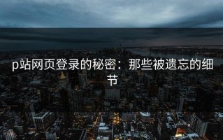 p站网页登录的秘密：那些被遗忘的细节
