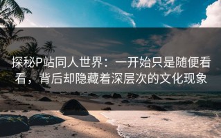 探秘P站同人世界：一开始只是随便看看，背后却隐藏着深层次的文化现象