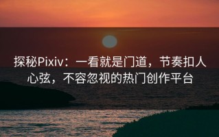 探秘Pixiv：一看就是门道，节奏扣人心弦，不容忽视的热门创作平台