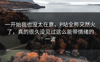 一开始我也没太在意，P站全称突然火了，真的很久没见过这么能带情绪的一波