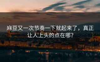 麻豆又一次节奏一下就起来了，真正让人上头的点在哪？