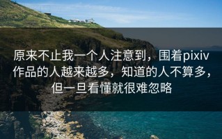 原来不止我一个人注意到，围着pixiv作品的人越来越多，知道的人不算多，但一旦看懂就很难忽略