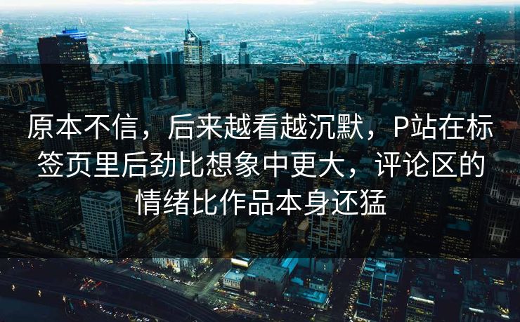 原本不信，后来越看越沉默，P站在标签页里后劲比想象中更大，评论区的情绪比作品本身还猛-第1张图片-p站网页版影视网 - p站内容页