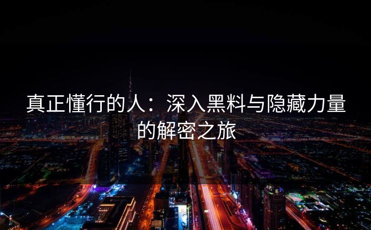 真正懂行的人：深入黑料与隐藏力量的解密之旅-第1张图片-p站网页版影视网 - p站内容页