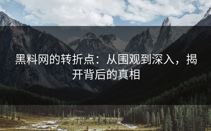 黑料网的转折点：从围观到深入，揭开背后的真相-第1张图片-p站网页版影视网 - p站内容页