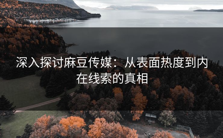 深入探讨麻豆传媒：从表面热度到内在线索的真相-第1张图片-p站网页版影视网 - p站内容页